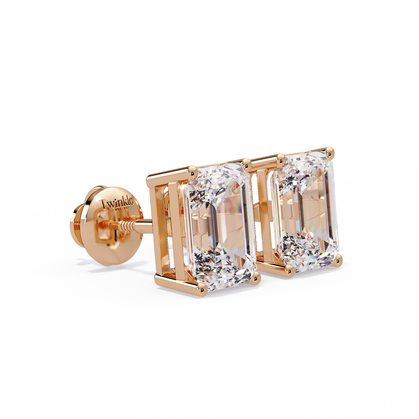 2 CT Emerald Pair Solitaire Lab Diamond Earrings