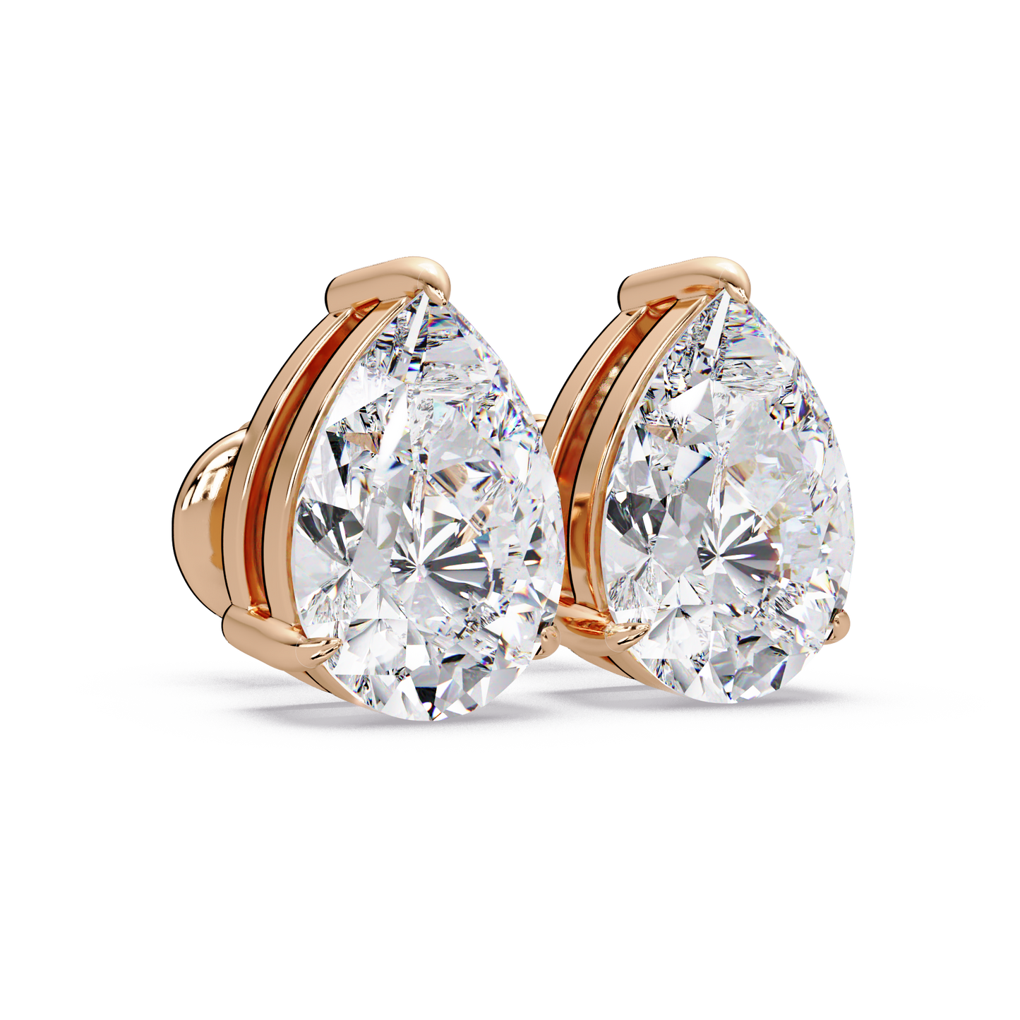 5 CT Pear Cut Single Stone Diamond Stud Earring