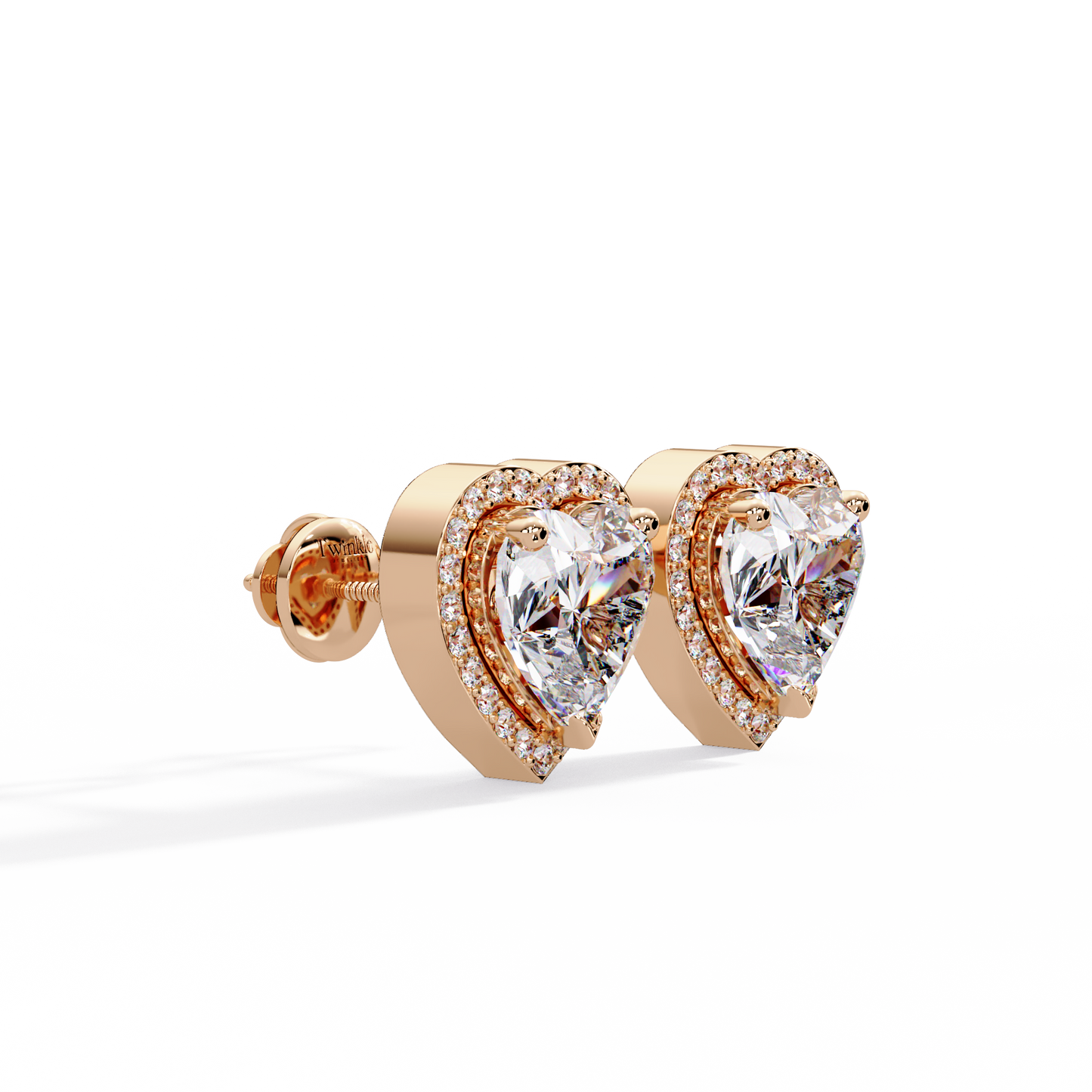 2.35 CT Heart Shaped halo Lab Diamond Stud Earring