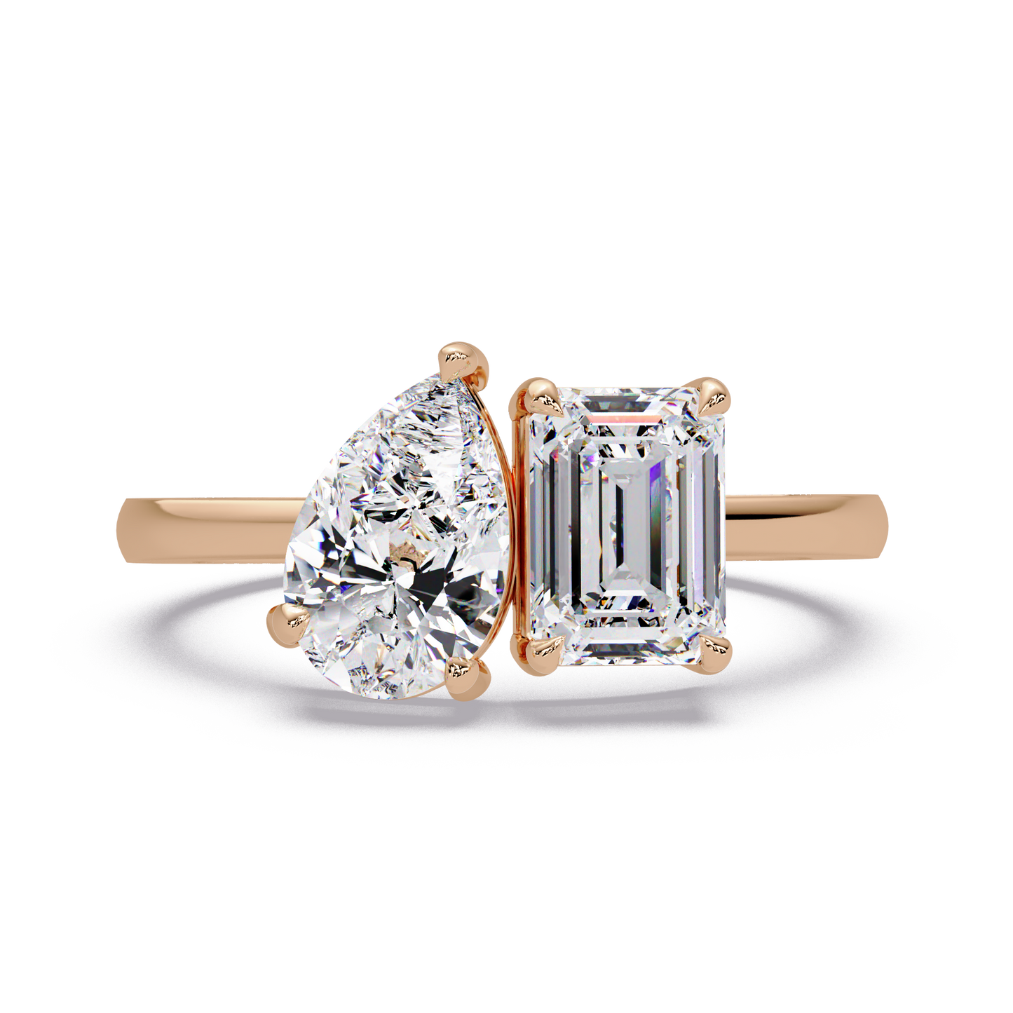 1.8 CT Emerald and Pear Lab Diamond Ring
