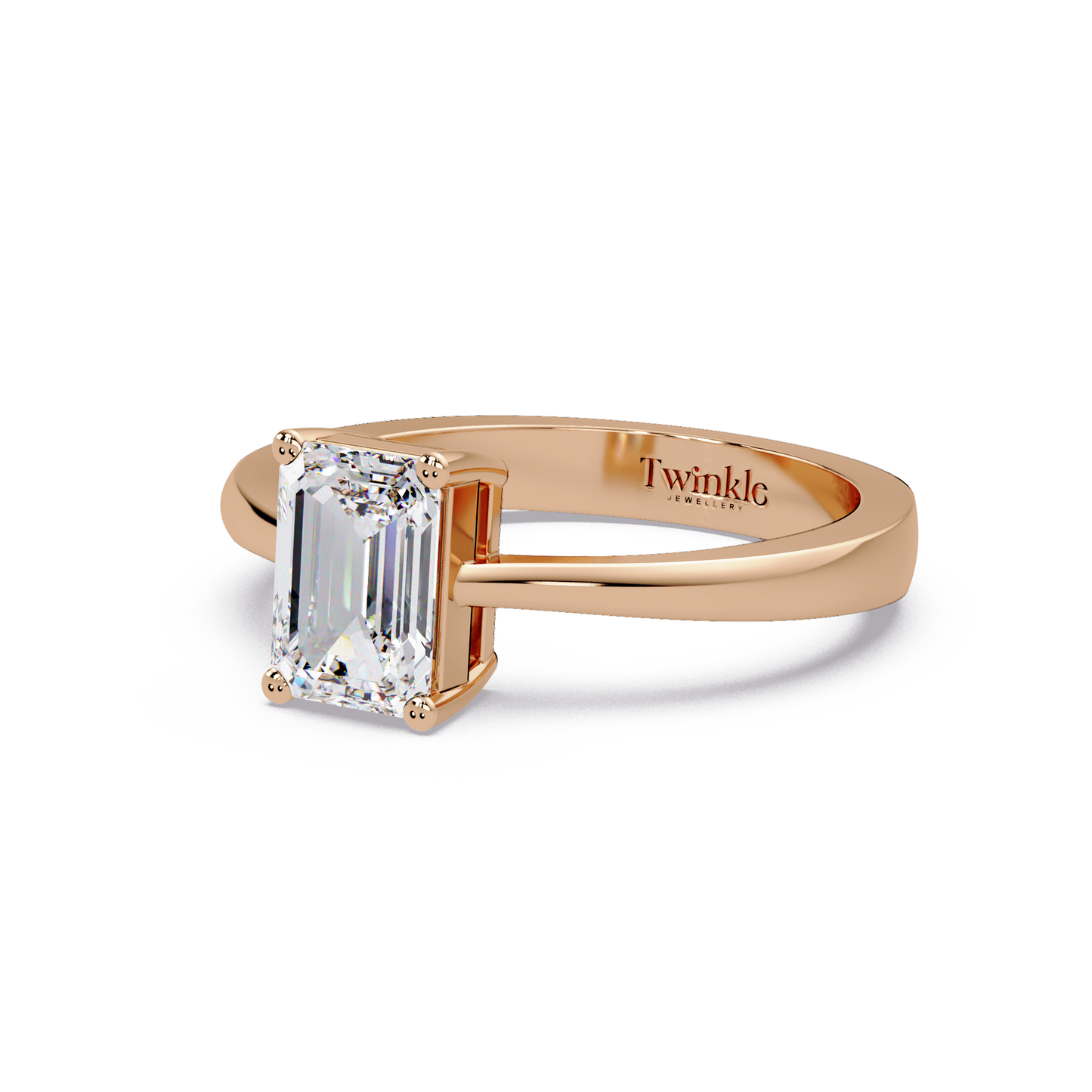 1 CT Emerald Cut Solitaire Lab Diamond Ring