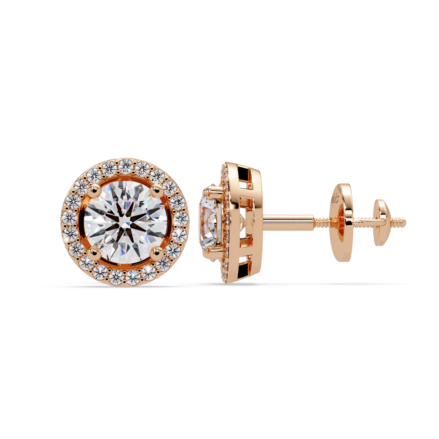 1.3ct Round Cut halo Lab Diamond Earring