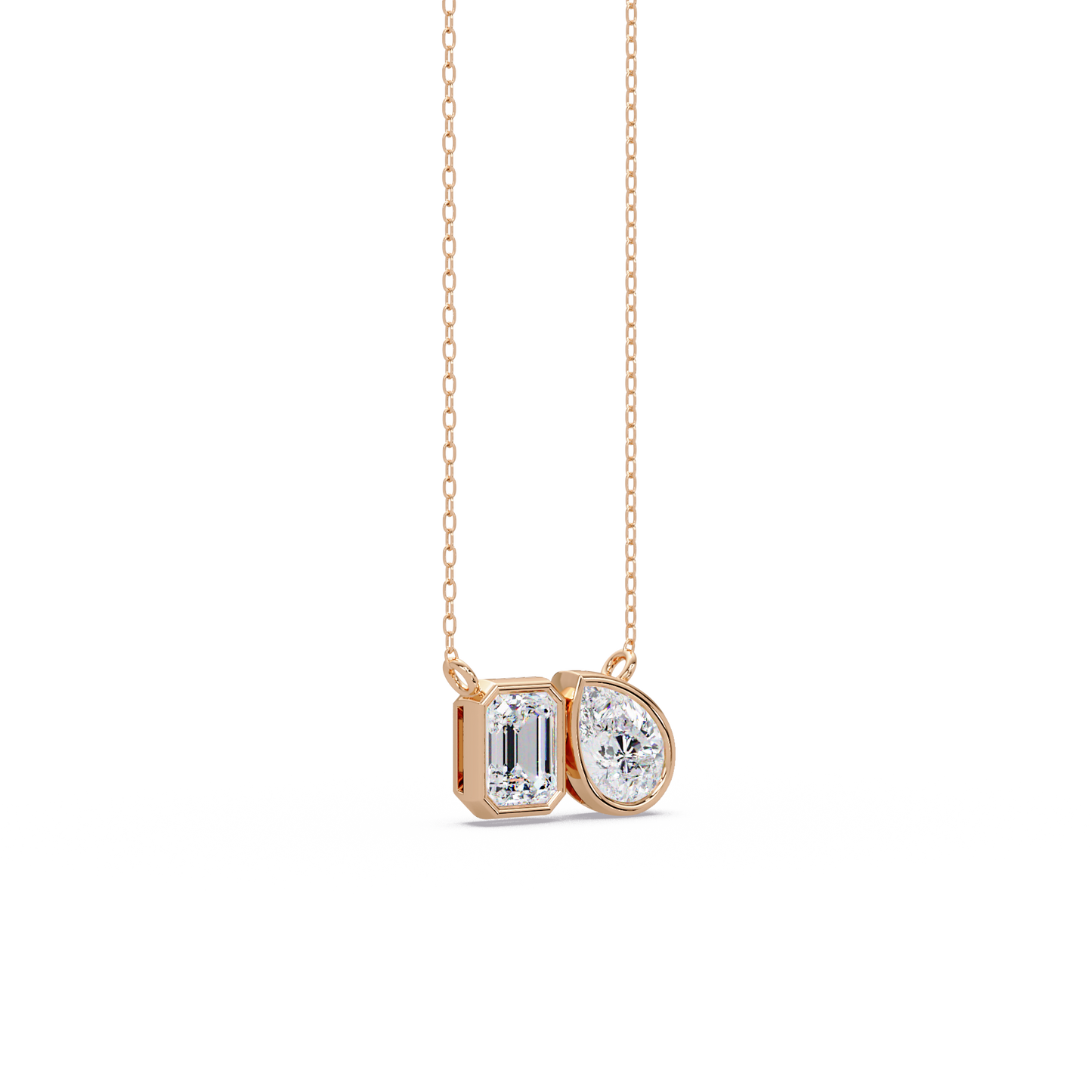Emerald and Pear Toi et Moi Bezel-Set Necklace