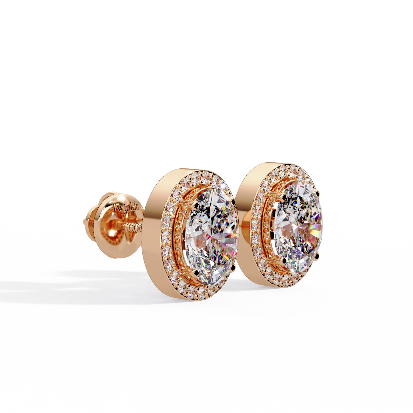 2.60ct Halo Oval Cut Diamond Stud Earring