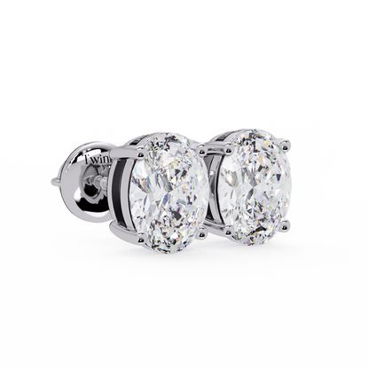 2ct Oval Cut Lab Diamond Stud Earrings