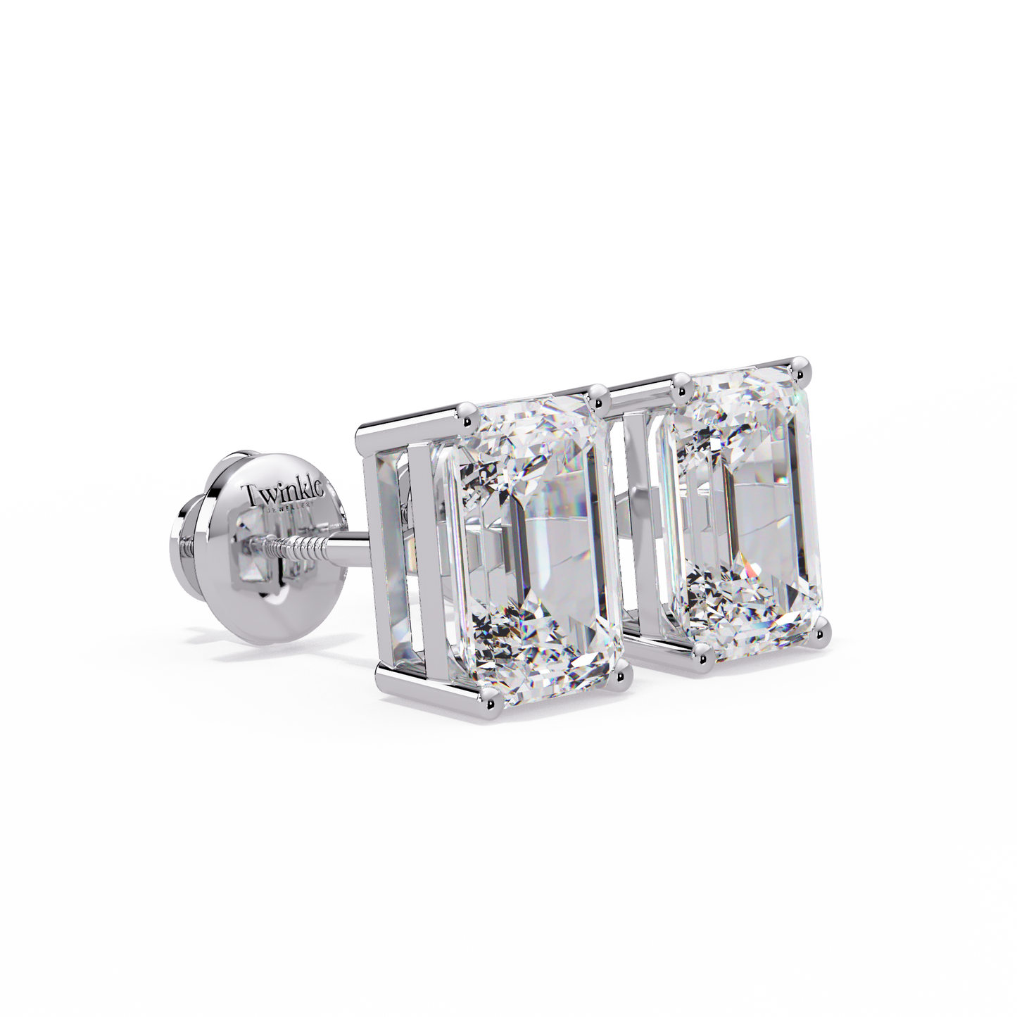 2 CT Emerald Pair Solitaire Lab Diamond Earrings