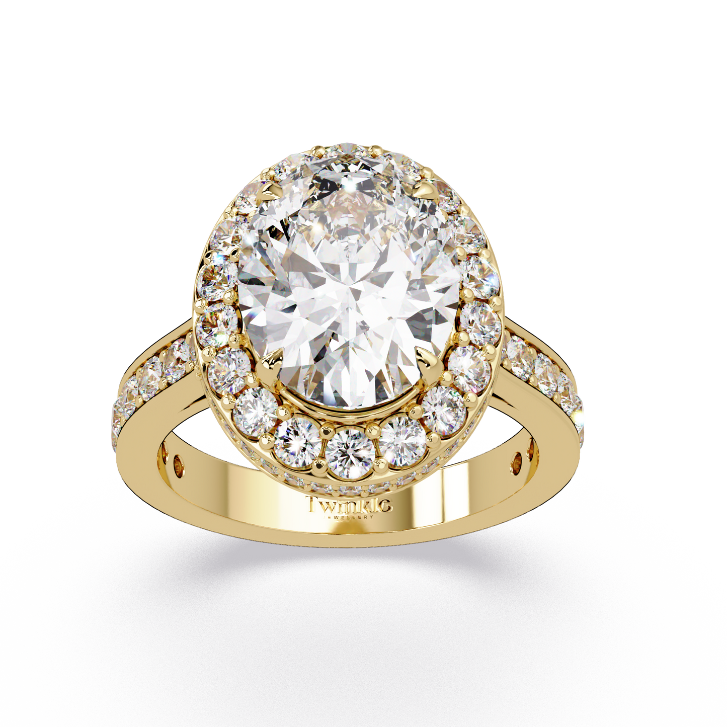 5.01 CT Oval Cut Hidden Halo Lab Diamond Ring