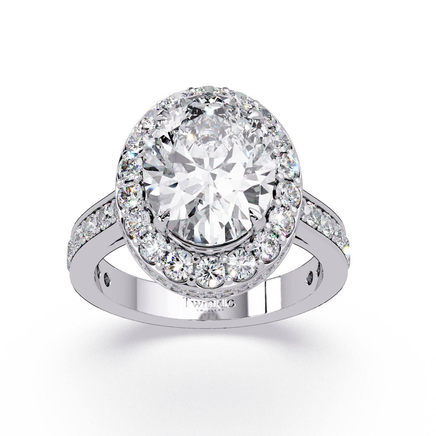 5.01 CT Oval Cut Hidden Halo Lab Diamond Ring