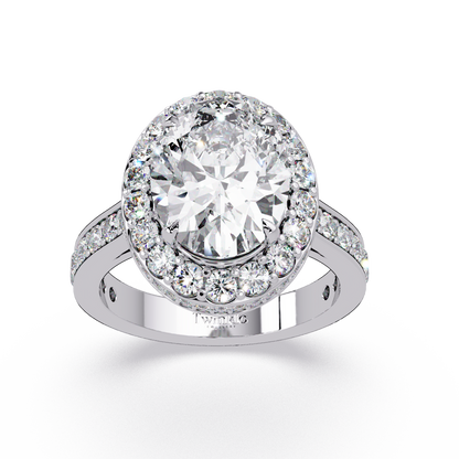 5.01 CT Oval Cut Hidden Halo Lab Diamond Ring