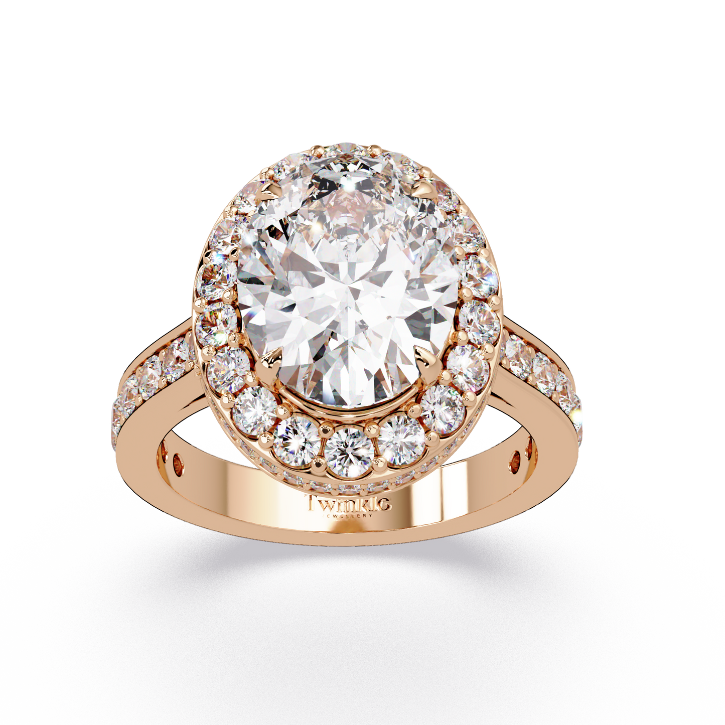 5.01 CT Oval Cut Hidden Halo Lab Diamond Ring