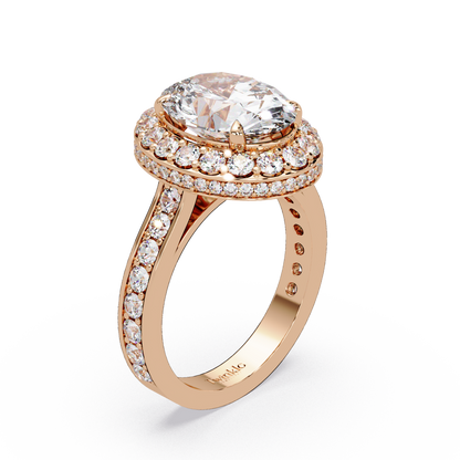 5.01 CT Oval Cut Hidden Halo Lab Diamond Ring