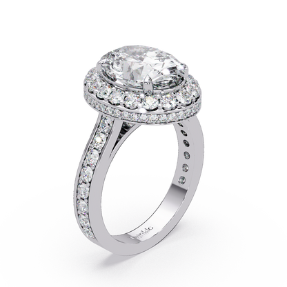5.01 CT Oval Cut Hidden Halo Lab Diamond Ring