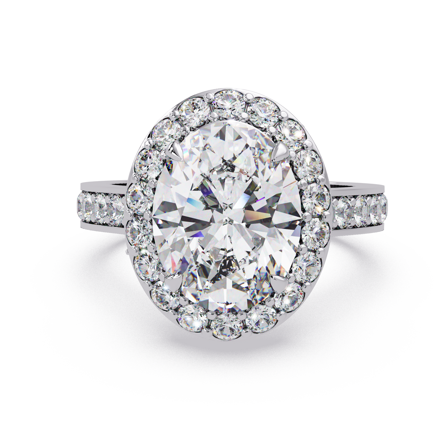 5.01 CT Oval Cut Hidden Halo Lab Diamond Ring