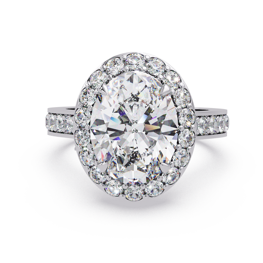 5.01 CT Oval Cut Hidden Halo Lab Diamond Ring