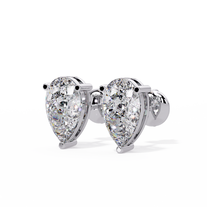 2 CT Pear Shaped Lab Diamond Stud Earrings