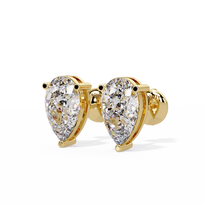 2 CT Pear Shaped Lab Diamond Stud Earrings