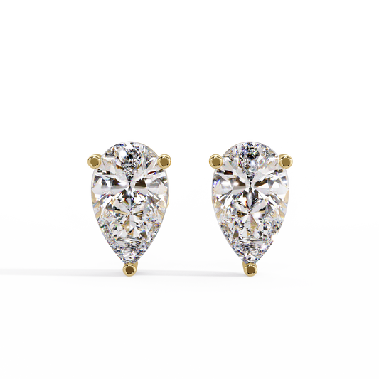 2 CT Pear Shaped Lab Diamond Stud Earrings