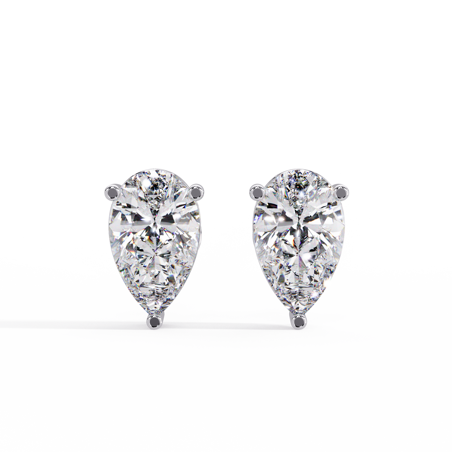2 CT Pear Shaped Lab Diamond Stud Earrings