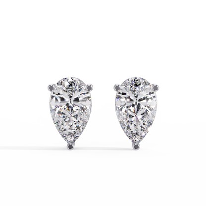 2 CT Pear Shaped Lab Diamond Stud Earrings