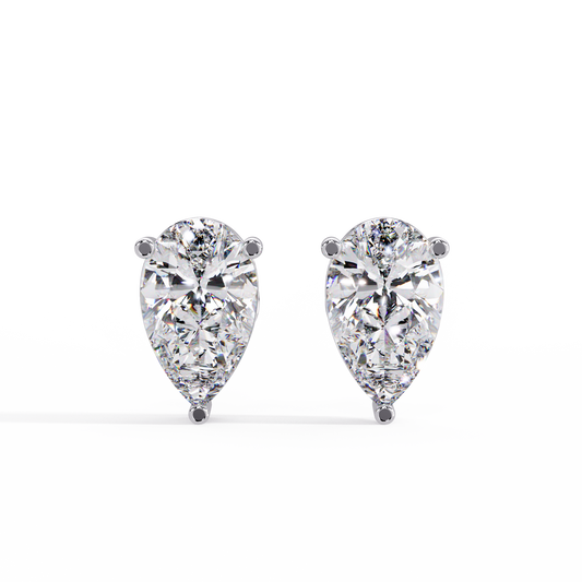 2 CT Pear Shaped Lab Diamond Stud Earrings
