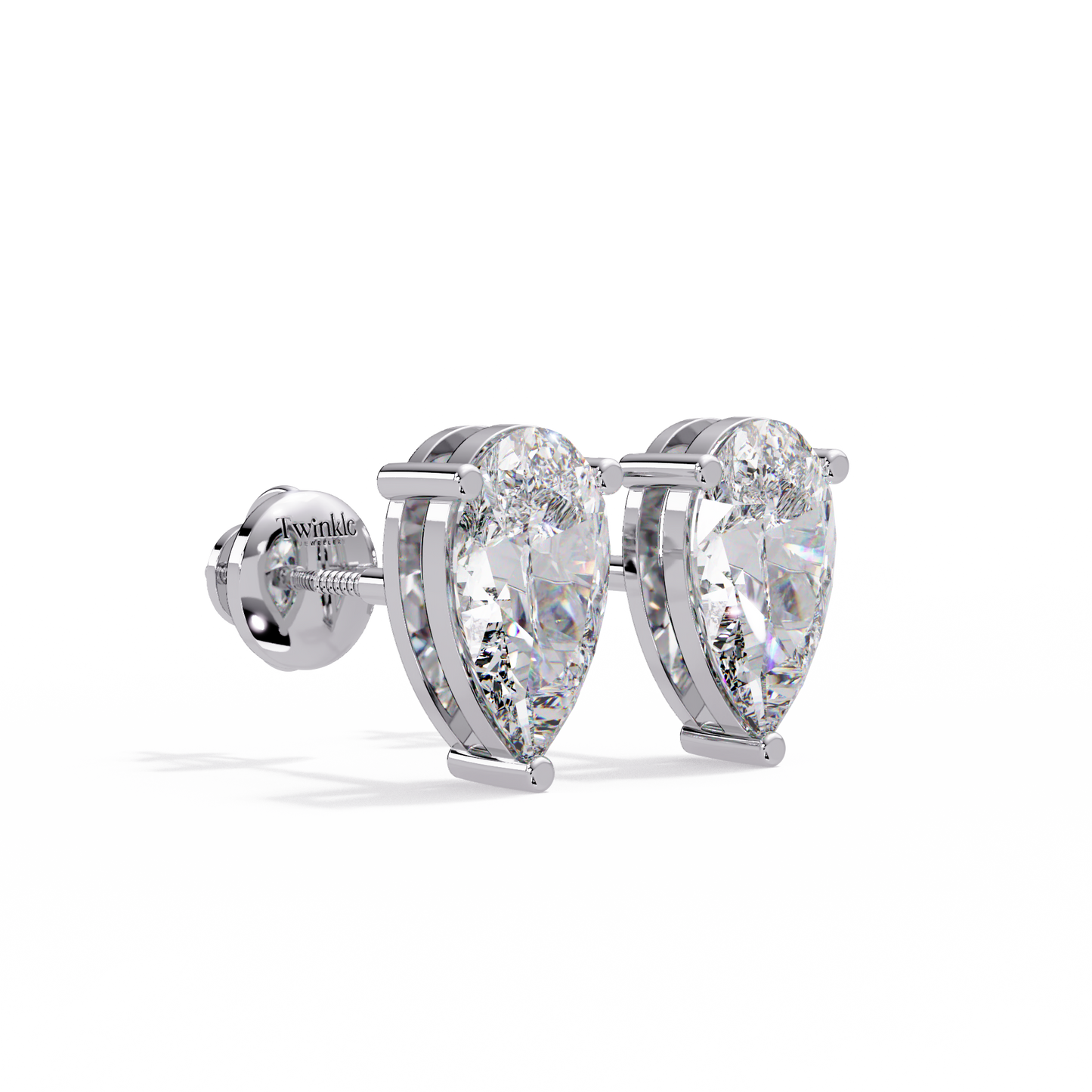 2 CT Pear Shaped Lab Diamond Stud Earrings