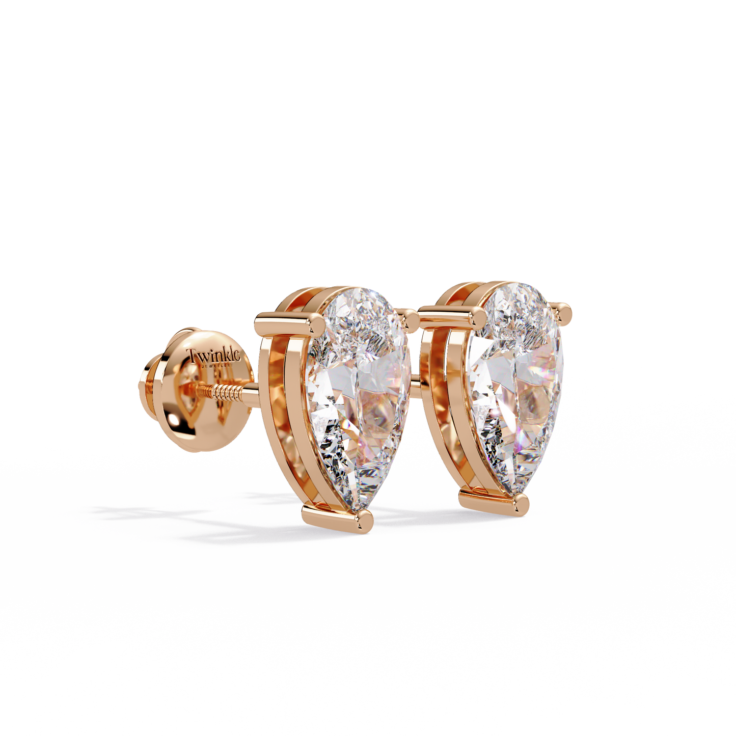 2 CT Pear Shaped Lab Diamond Stud Earrings