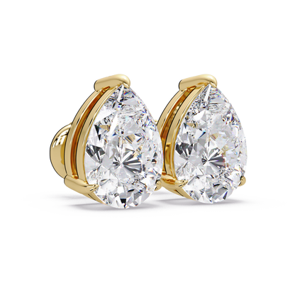 5 CT Pear Cut Single Stone Diamond Stud Earring