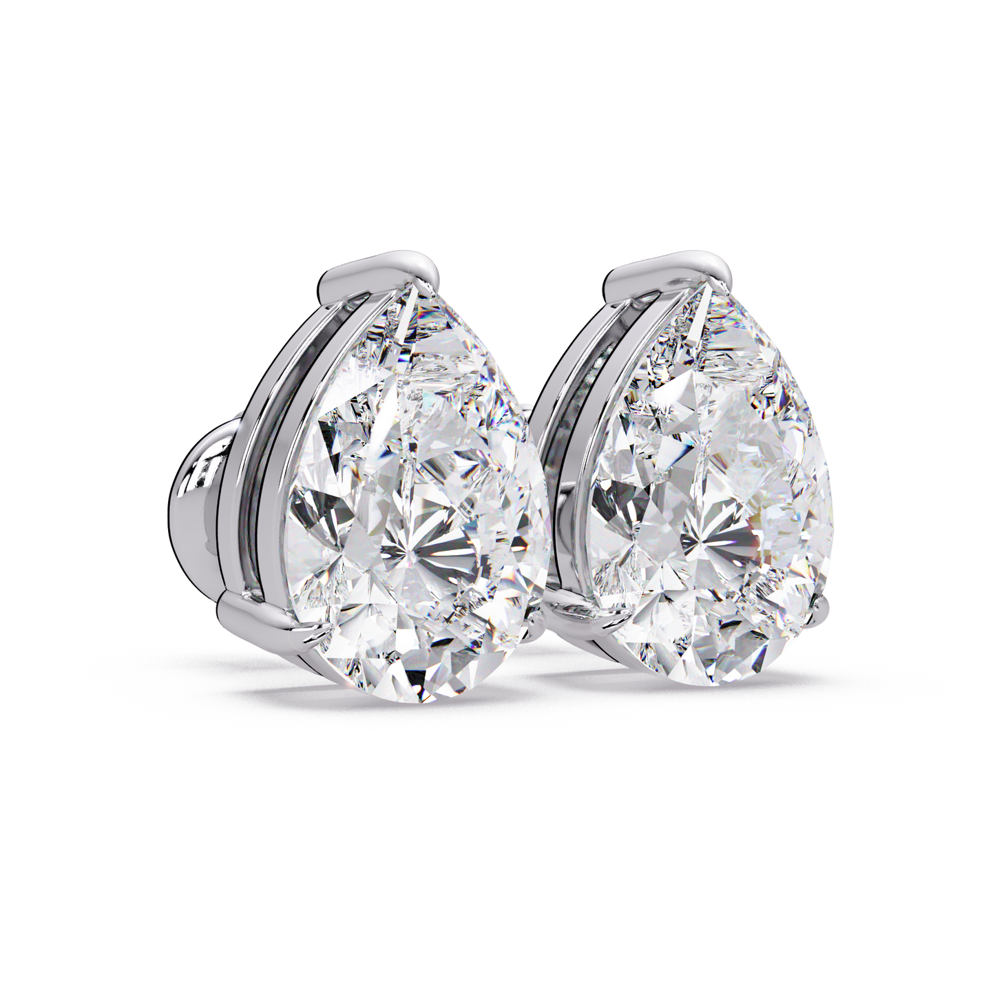 5 CT Pear Cut Single Stone Diamond Stud Earring