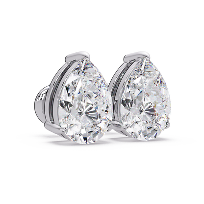 5 CT Pear Cut Single Stone Diamond Stud Earring