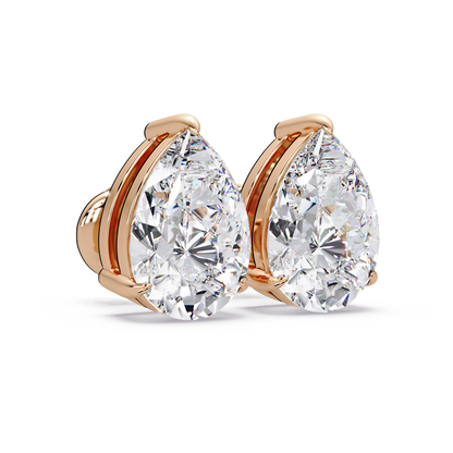 5 CT Pear Cut Single Stone Diamond Stud Earring