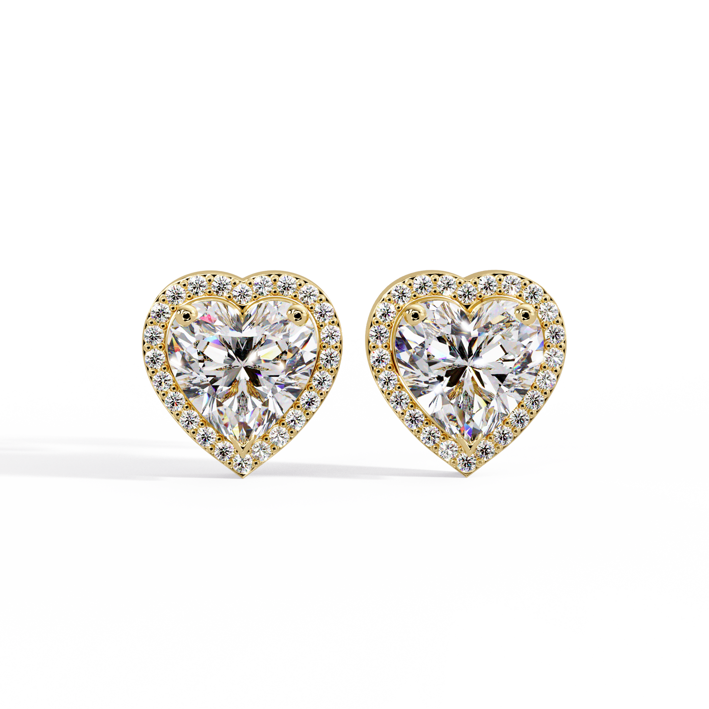 2.35 CT Heart Shaped halo Lab Diamond Stud Earring