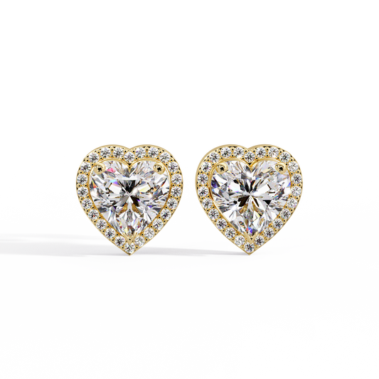 2.35 CT Heart Shaped halo Lab Diamond Stud Earring