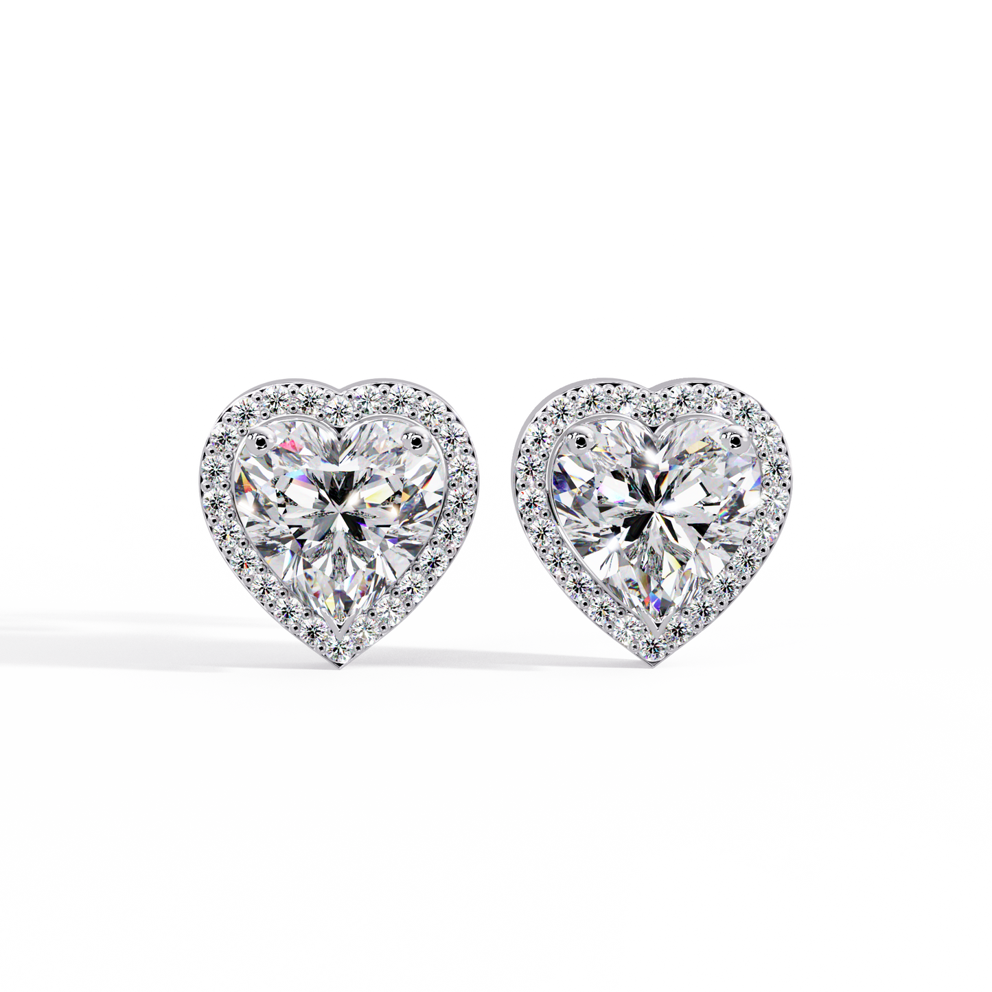 2.35 CT Heart Shaped halo Lab Diamond Stud Earring