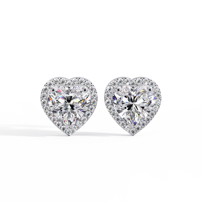 2.35 CT Heart Shaped halo Lab Diamond Stud Earring