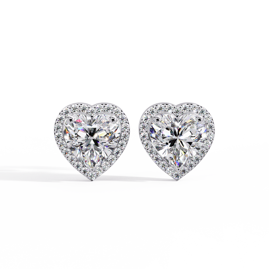 2.35 CT Heart Shaped halo Lab Diamond Stud Earring