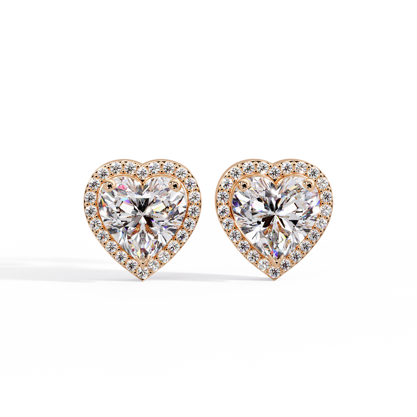 2.35 CT Heart Shaped halo Lab Diamond Stud Earring