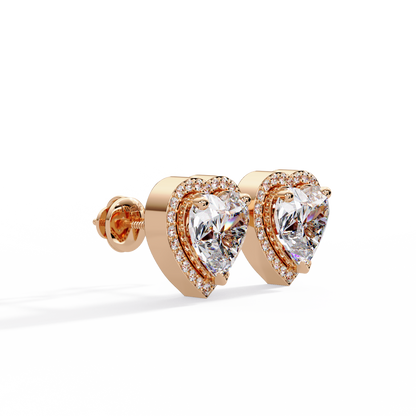 2.35 CT Heart Shaped halo Lab Diamond Stud Earring