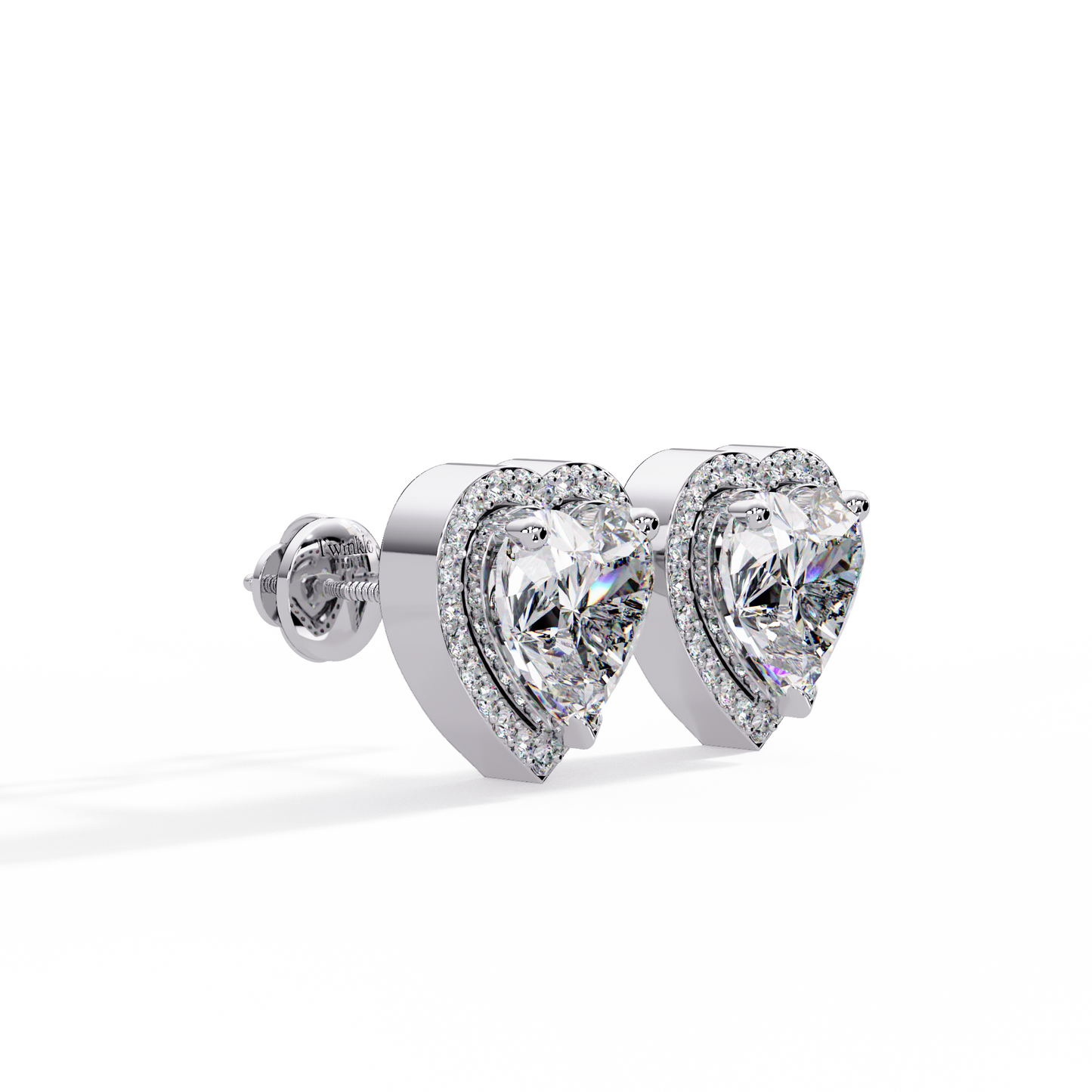 2.35 CT Heart Shaped halo Lab Diamond Stud Earring
