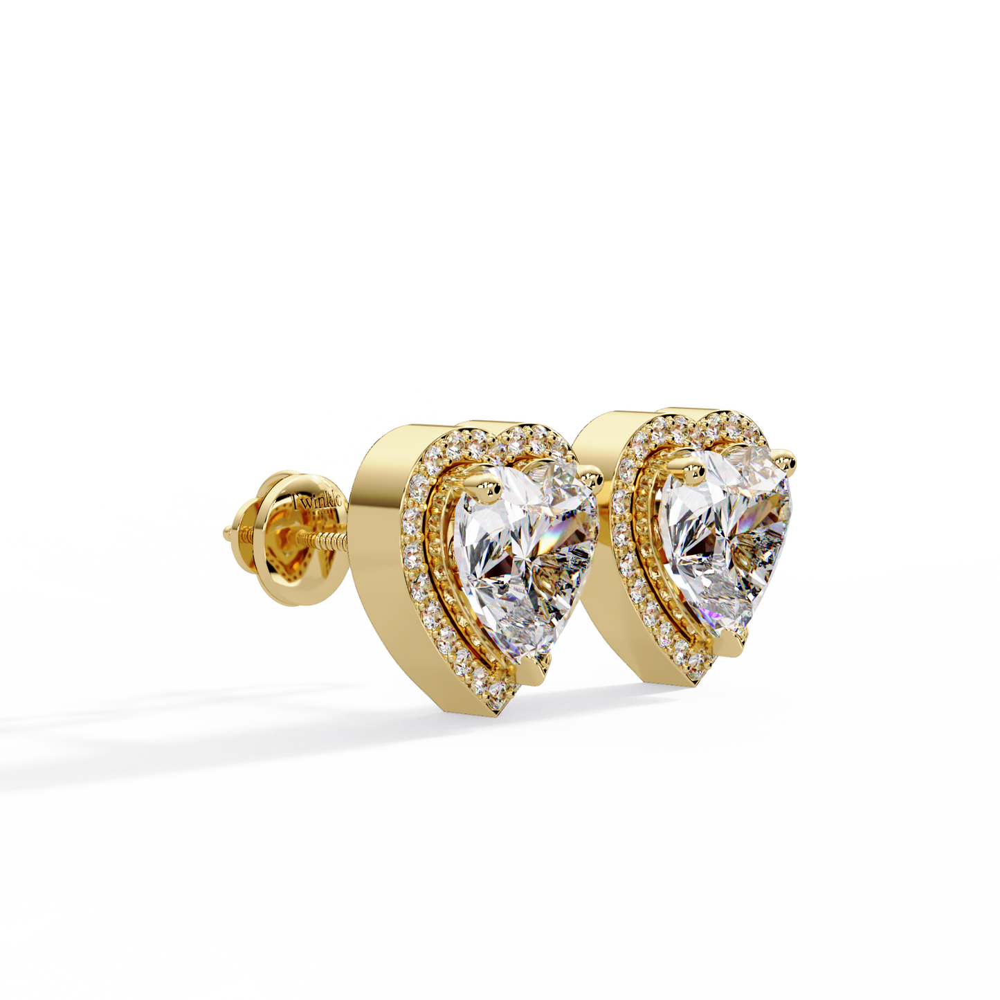 2.35 CT Heart Shaped halo Lab Diamond Stud Earring