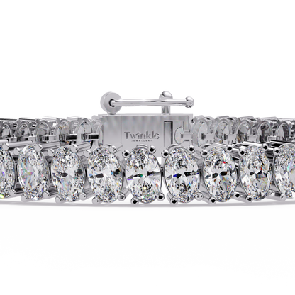 11.70 CT Oval Lab Grown Diamond Tennis Bracelet