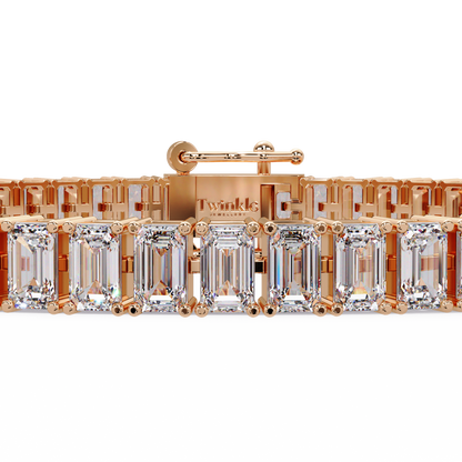 14.25 CT Emerald Cut Tennis Lab Diamond Bracelet
