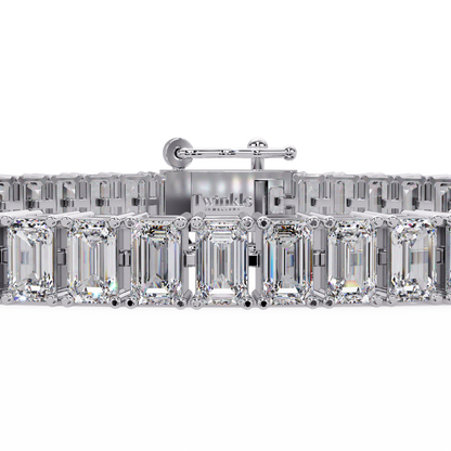 14.25 CT Emerald Cut Tennis Lab Diamond Bracelet
