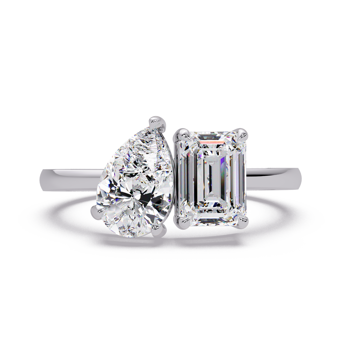 1.8 CT Emerald and Pear Lab Diamond Ring