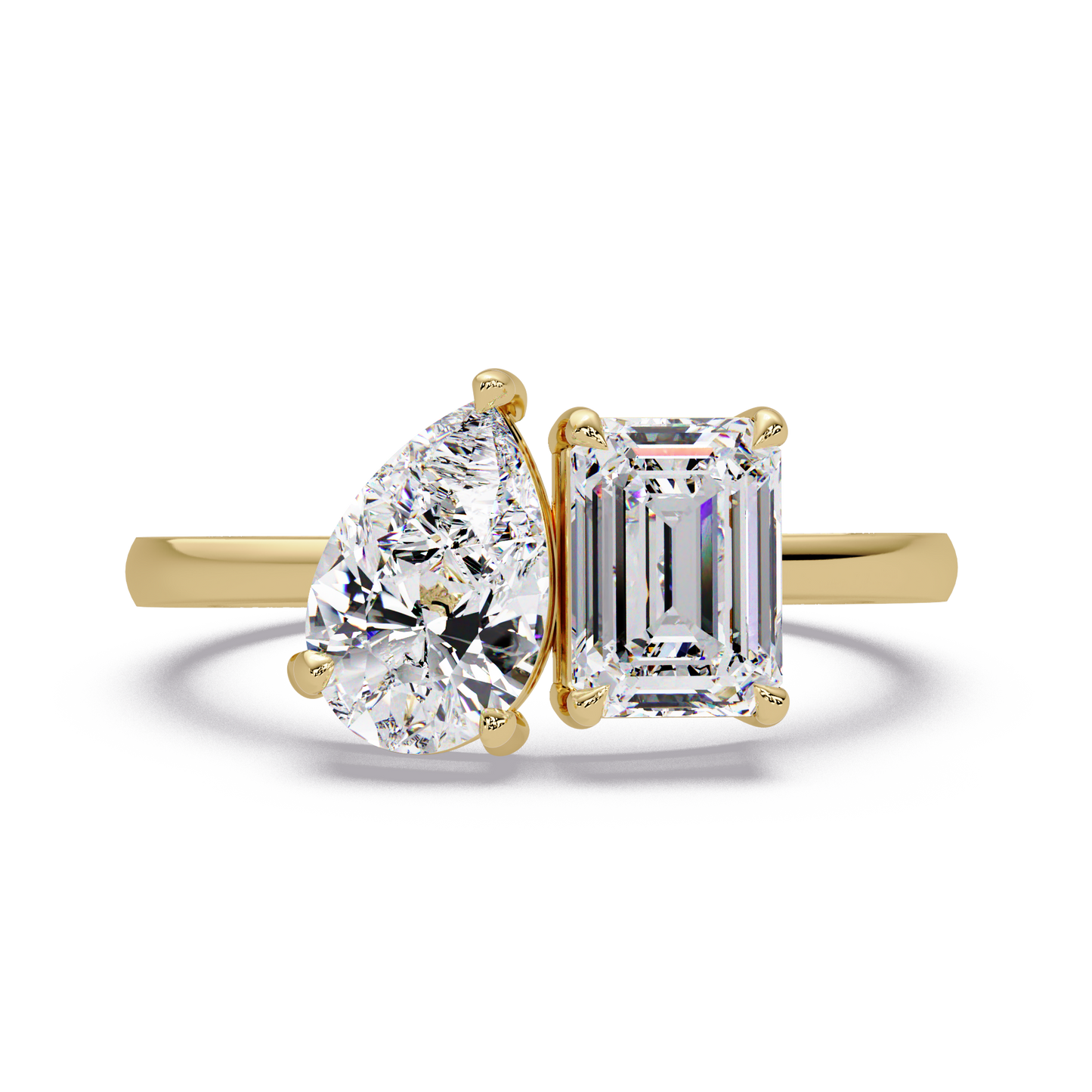 1.8 CT Emerald and Pear Lab Diamond Ring
