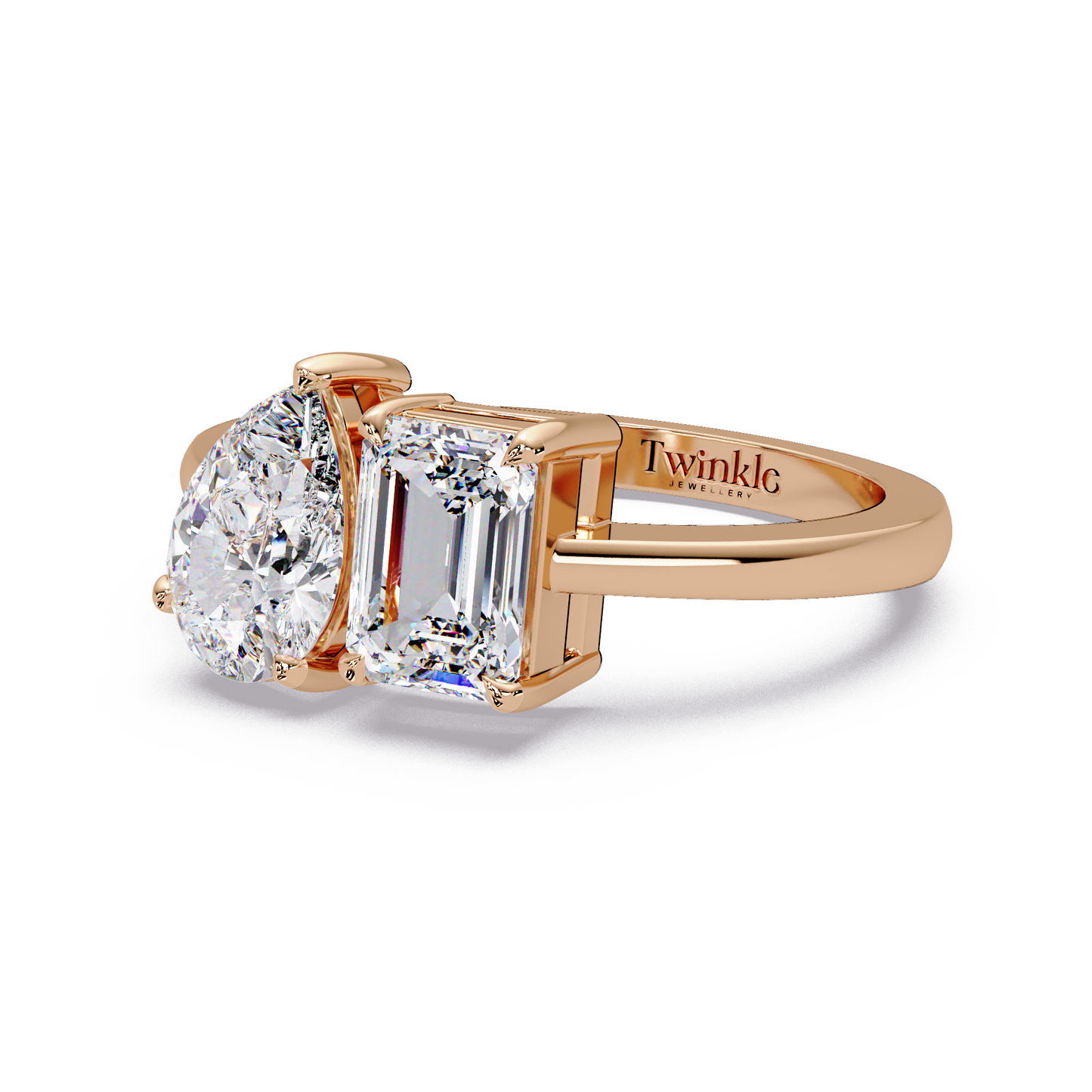 1.8 CT Emerald and Pear Lab Diamond Ring