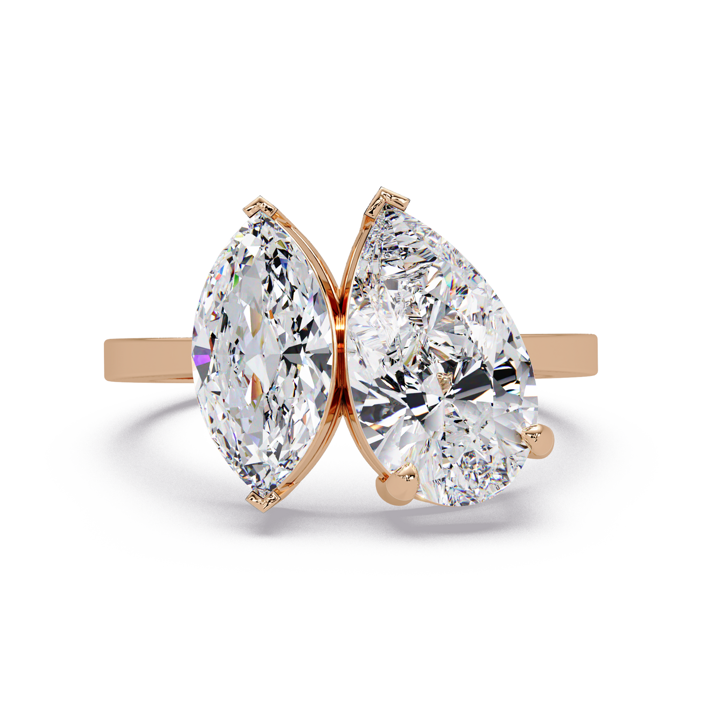 3 CT Marquise & Pear Cut Diamond Two Stone Ring