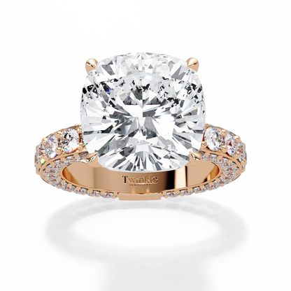 11 CT Lab Diamond Cushion Cut Ring