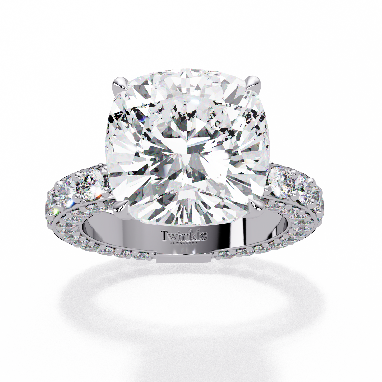 11 CT Lab Diamond Cushion Cut Ring