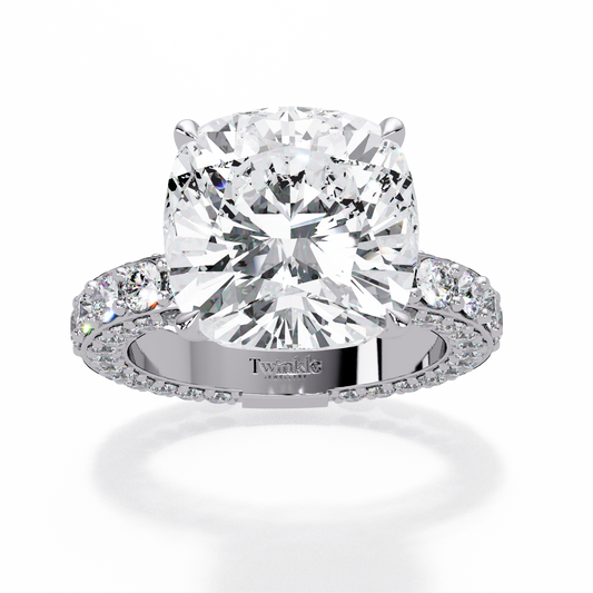 11 CT Lab Diamond Cushion Cut Ring