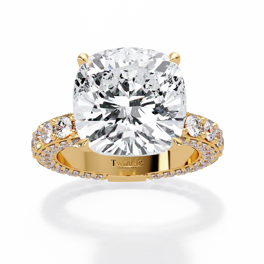 11 CT Lab Diamond Cushion Cut Ring